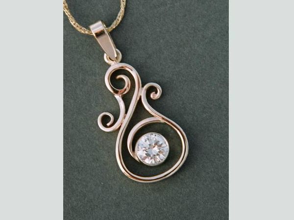 Scroll pendant with chain Hand fabricated from customer 39s wedding band and